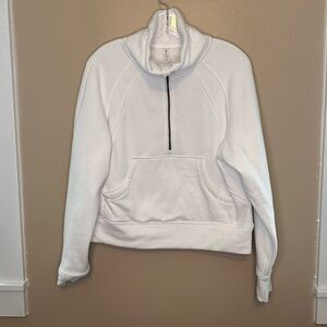 Cozy White 1/4 Zip Pullover Crop Sweatshirt Size Small